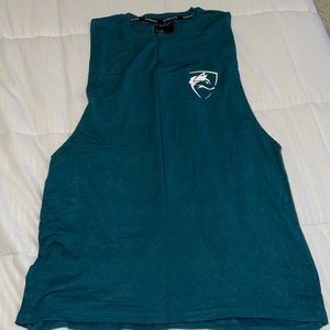 XL Alphalete teal and white cutoff shirt